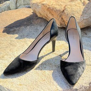 Cole Haan Black Leather and Suede Heel Size 8